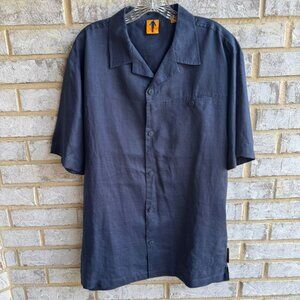 Steve Harvey 100% Linen Short Sleeve Button Down Collared Shirt Men's Size L
